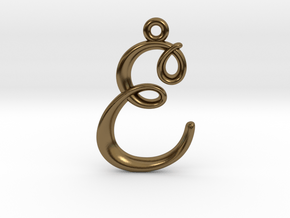 E Initial Charm in Polished Bronze