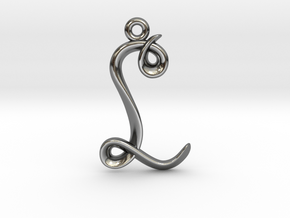 L Initial Charm in Fine Detail Polished Silver