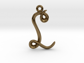 L Initial Charm in Polished Bronze