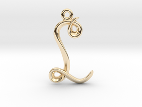 L Initial Charm in 14k Gold Plated Brass