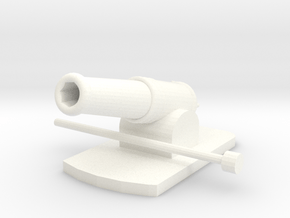 Miniature Metal Functional Cannon in White Processed Versatile Plastic