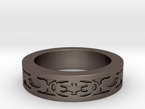 DarkSide Ring delta Size 5.5 in Polished Bronzed Silver Steel