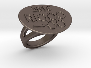 Rio 2016 Ring 23 - Italian Size 23 in Polished Bronzed Silver Steel