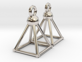 Piramid earrings in Rhodium Plated Brass