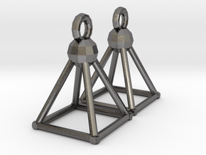 Piramid earrings in Polished Nickel Steel