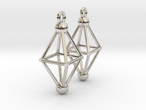 Octahedron Earrings in Platinum