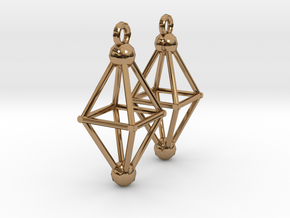 Octahedron Earrings in Polished Brass