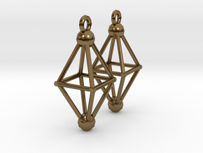 Octahedron Earrings in Polished Bronze