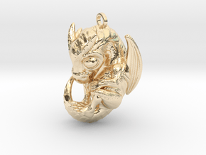 Metal Baby Dragon Pendant in 14k Gold Plated Brass
