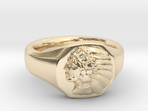 Indian Head Ring in 14k Gold Plated Brass