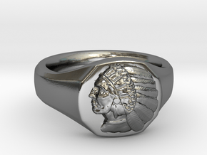 Indian Head Ring in Fine Detail Polished Silver