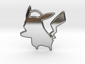 Pikachu Keychain in Fine Detail Polished Silver