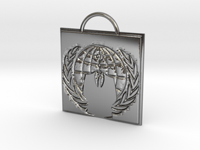 Anonymous logo keychain in Fine Detail Polished Silver