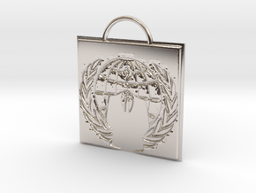 Anonymous logo keychain in Rhodium Plated Brass