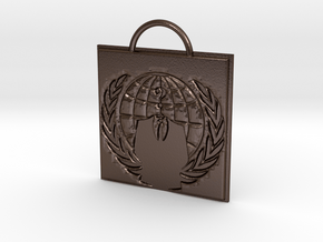 Anonymous logo keychain in Polished Bronze Steel