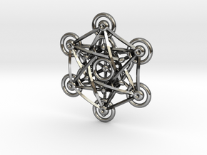 Metatron's Cube - 5cm in Fine Detail Polished Silver