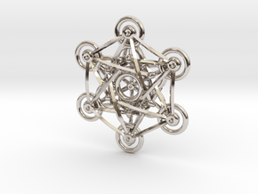 Metatron's Cube - 5cm in Rhodium Plated Brass