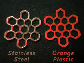 Hex Petal - 4cm in Orange Processed Versatile Plastic