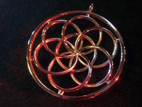 Seed of Life Pendant - 4.5cm in 18k Gold Plated Brass
