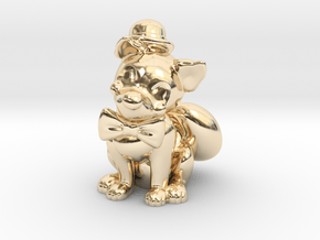 Happy Gentleman Fox in 14k Gold Plated Brass