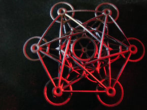 Metatron's Cube - 8cm - wStand in Polished Bronzed Silver Steel