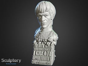 Bruce Lee Bust with Quote, Size M in White Processed Versatile Plastic