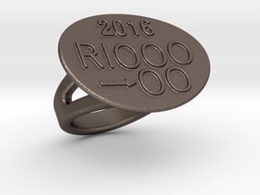 Rio 2016 Ring 24 - Italian Size 24 in Polished Bronzed Silver Steel