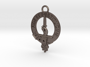 Shaw Clan Crest key fob in Polished Bronzed Silver Steel
