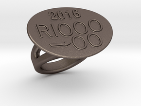 Rio 2016 Ring 25 - Italian Size 25 in Polished Bronzed Silver Steel