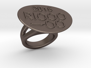Rio 2016 Ring 27 - Italian Size 27 in Polished Bronzed Silver Steel