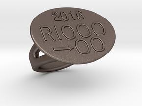 Rio 2016 Ring 28 - Italian Size 28 in Polished Bronzed Silver Steel