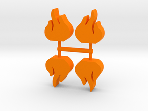 Flame Meeple, 4-set in Orange Processed Versatile Plastic