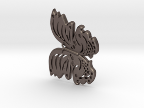 Extravagant Butterfly Pendant in Polished Bronzed Silver Steel