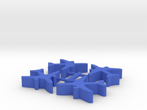 Airliner Meeple, two engines, 4-set in Blue Processed Versatile Plastic