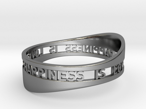 LOVE IS HAPPINESS IS LOVE - curved in Polished Silver