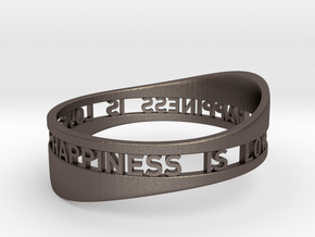 LOVE IS HAPPINESS IS LOVE - curved in Polished Bronzed Silver Steel