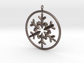 Flake Ring 6 Point Pendant - 6cm - w Loopet in Polished Bronzed Silver Steel