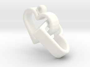 2 Hearts Linked Pendant in White Processed Versatile Plastic