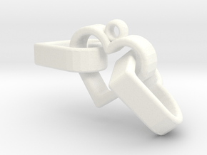 3 Hearts Linked Pendant in White Processed Versatile Plastic