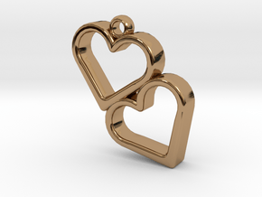 Double Heart in Polished Brass