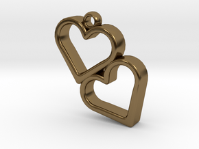 Double Heart in Polished Bronze