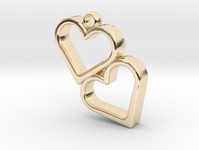 Double Heart in 14k Gold Plated Brass