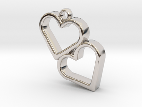 Double Heart in Rhodium Plated Brass
