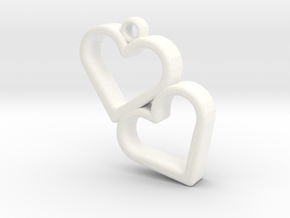 Double Heart in White Processed Versatile Plastic