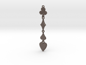 Card Suits Pendant in Polished Bronzed Silver Steel