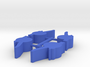 Field Cannon Meeple, 4-set in Blue Processed Versatile Plastic