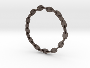 Large Welded Chain Bangle in Polished Bronzed Silver Steel