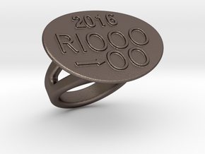 Rio 2016 Ring 33 - Italian Size 33 in Polished Bronzed Silver Steel
