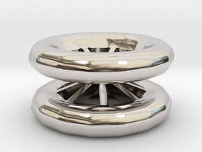 Double Wheel Export 3 in Rhodium Plated Brass