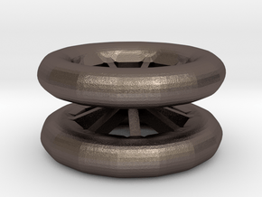 Double Wheel Export 3 in Polished Bronzed Silver Steel